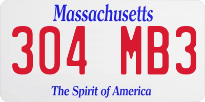 MA license plate 304MB3