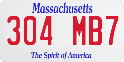MA license plate 304MB7