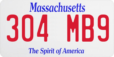 MA license plate 304MB9