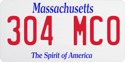 MA license plate 304MC0