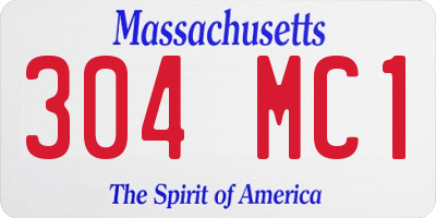 MA license plate 304MC1