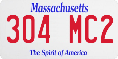 MA license plate 304MC2