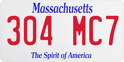 MA license plate 304MC7