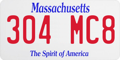 MA license plate 304MC8