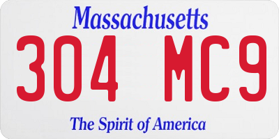 MA license plate 304MC9