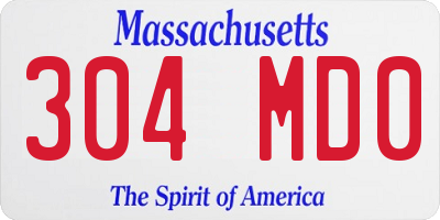 MA license plate 304MD0