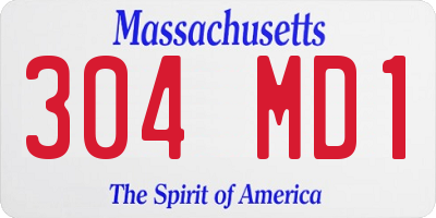 MA license plate 304MD1