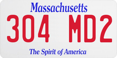 MA license plate 304MD2