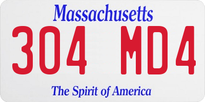 MA license plate 304MD4