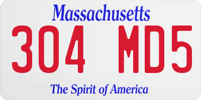 MA license plate 304MD5