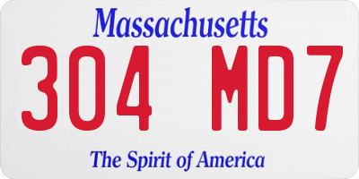MA license plate 304MD7