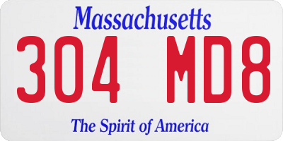 MA license plate 304MD8