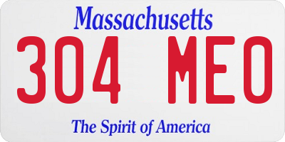 MA license plate 304ME0