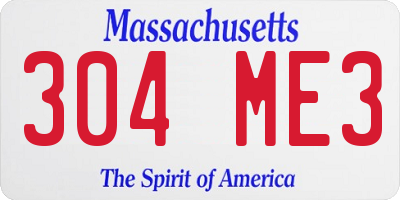 MA license plate 304ME3