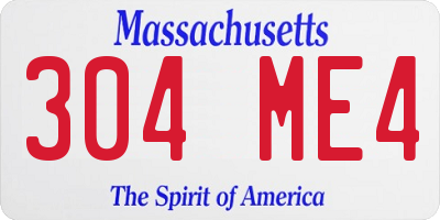 MA license plate 304ME4