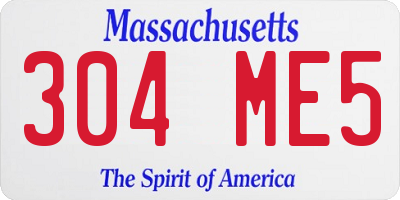 MA license plate 304ME5