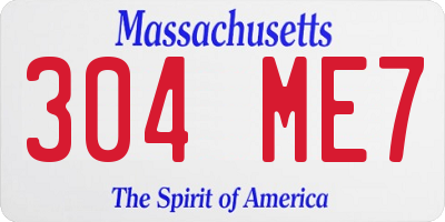 MA license plate 304ME7
