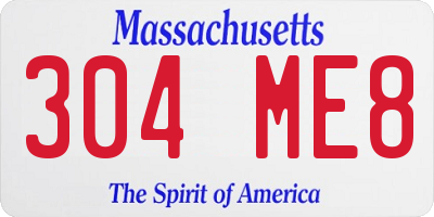 MA license plate 304ME8