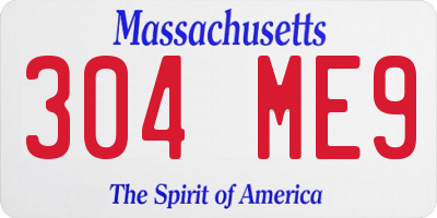MA license plate 304ME9