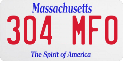 MA license plate 304MF0