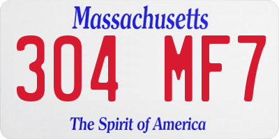 MA license plate 304MF7
