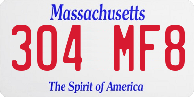 MA license plate 304MF8