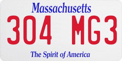 MA license plate 304MG3