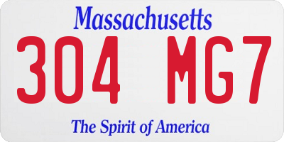 MA license plate 304MG7