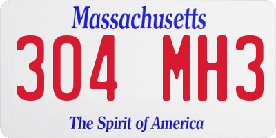 MA license plate 304MH3