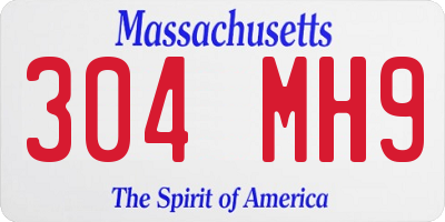 MA license plate 304MH9