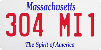 MA license plate 304MI1
