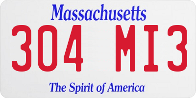 MA license plate 304MI3