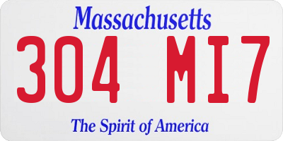 MA license plate 304MI7
