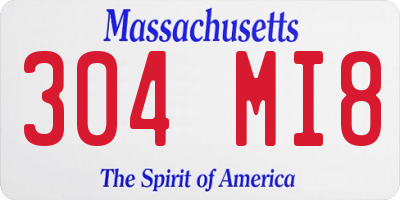 MA license plate 304MI8