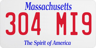 MA license plate 304MI9