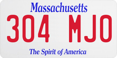 MA license plate 304MJ0
