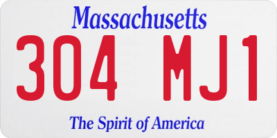 MA license plate 304MJ1