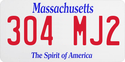 MA license plate 304MJ2