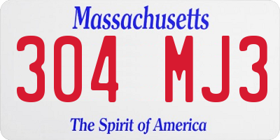 MA license plate 304MJ3