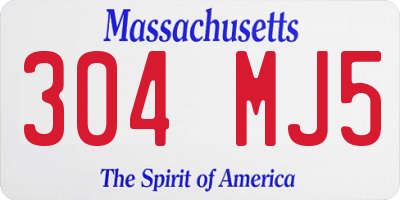 MA license plate 304MJ5