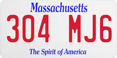 MA license plate 304MJ6