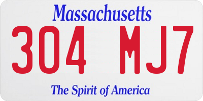 MA license plate 304MJ7