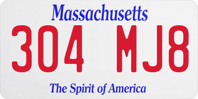 MA license plate 304MJ8