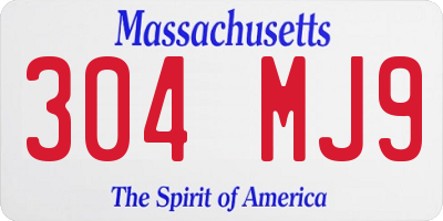 MA license plate 304MJ9