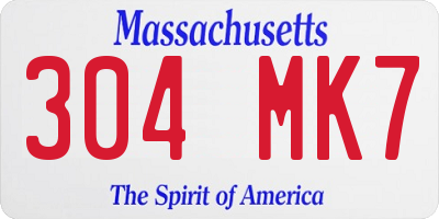 MA license plate 304MK7