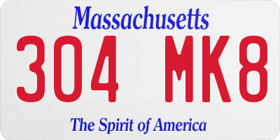 MA license plate 304MK8