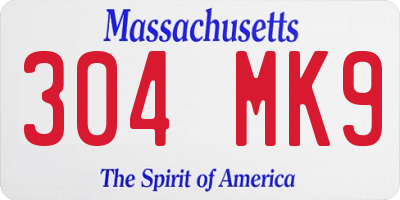MA license plate 304MK9