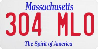 MA license plate 304ML0