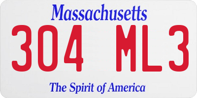 MA license plate 304ML3