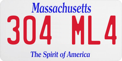 MA license plate 304ML4